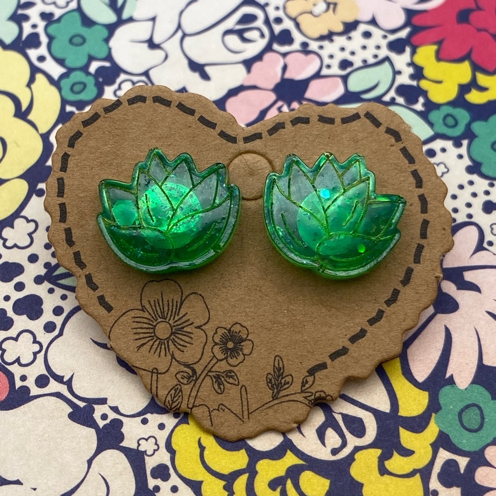3 for $12 - Handmade Resin Succulent Sterling Silver Earrings